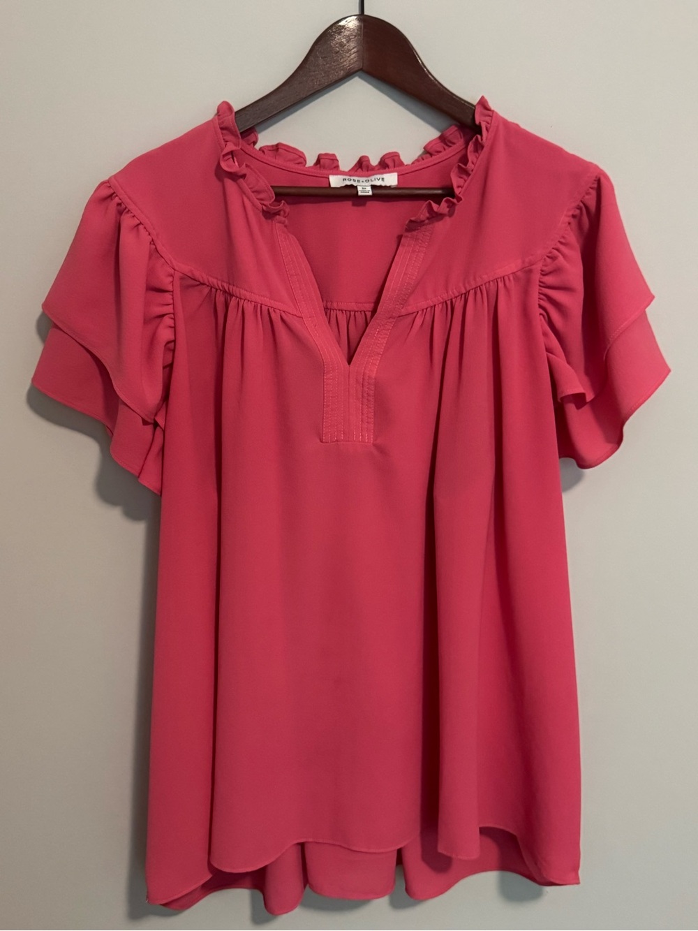 Rose & Olive Women's Hot Pink Short Sleeve Blouse 3X Career Office Summer Top